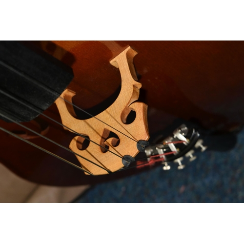 572 - A THREE QUARTER CELLO, ebony fittings, length of body 69.5cm x width at widest point 40cm, length fr... 