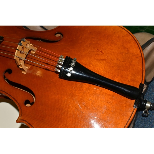 572 - A THREE QUARTER CELLO, ebony fittings, length of body 69.5cm x width at widest point 40cm, length fr... 