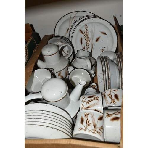 576 - FOUR BOXES OF MIDWINTER STONEHENGE TEA AND DINNER WARES ETC, patterns include Wild Oats, Woodland, S... 