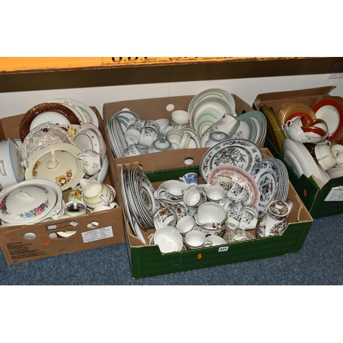 577 - FIVE BOXES OF ASSORTED MIDWINTER  TEA AND DINNER WARES ETC, patterns include Brown Jacobean, Blue Ja... 