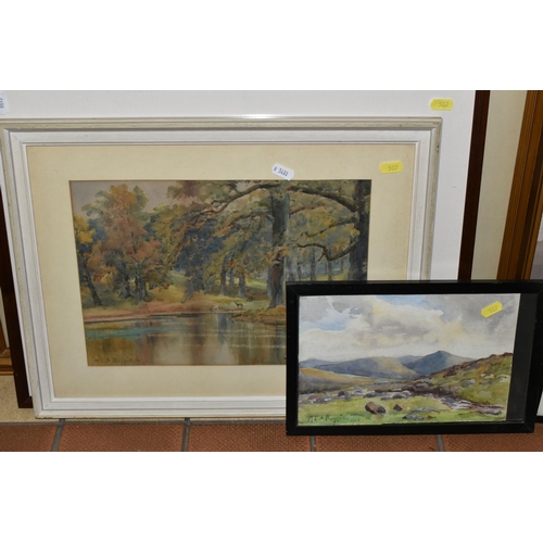 587 - M.L.A. BOGGIS (18TH-19TH CENTURY)  NINE FRAMED PICTURES, watercolours to include a view of a fishing... 