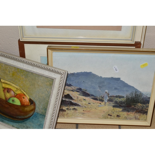 590 - SIX 20TH CENTURY OILS AND WATERCOLOURS, comprising a Maltese view of Mdina signed Galia 1969, waterc... 