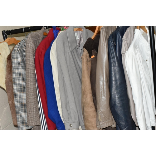 598 - TWO BOXES AND ONE RAIL OF VINTAGE CLOTHING AND ACCESSORIES, to include belts, scarves, handbags and ... 