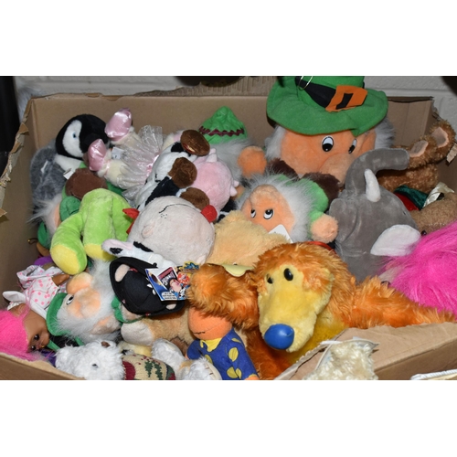 599 - THREE BOXES OF COLLECTABLE SOFT TOYS, to include two boxed and unused Furbies, a boxed limited editi... 