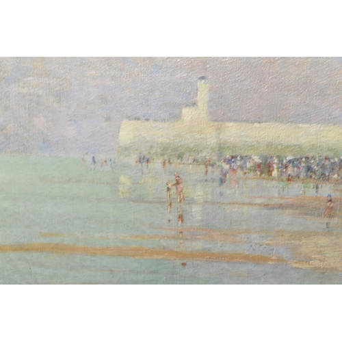 602 - FRANCIS ANNE HOPKINS (1838-1918) 'LE TREPORT, NORMANDY', an impressionist style French coastal lands... 