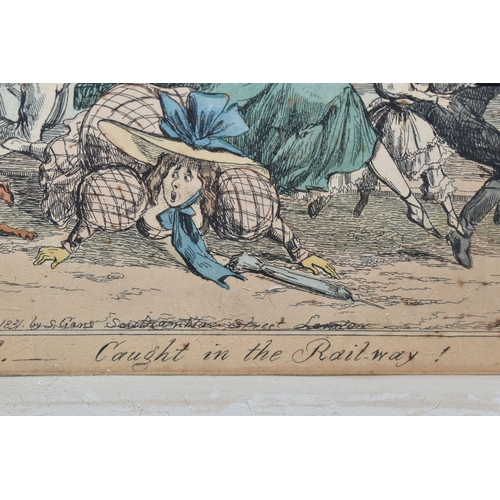 606 - HENRY HEATH (1801-1858) 'THE PLEASURES OF THE RAIL-ROAD, CAUGHT IN THE RAIL-WAY', a caricature print... 