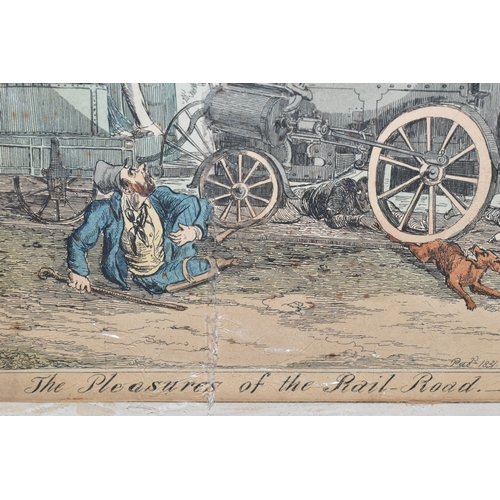 606 - HENRY HEATH (1801-1858) 'THE PLEASURES OF THE RAIL-ROAD, CAUGHT IN THE RAIL-WAY', a caricature print... 