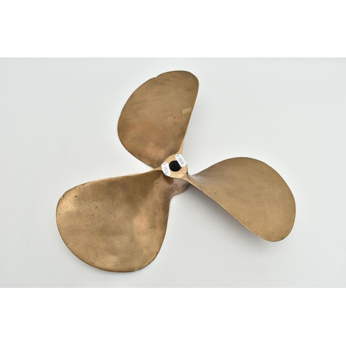 80A - A BRONZE THREE BLADE BOAT PROPELLOR, stamped 460x460 331, diameter approx. 42cm (Condition Report: i... 