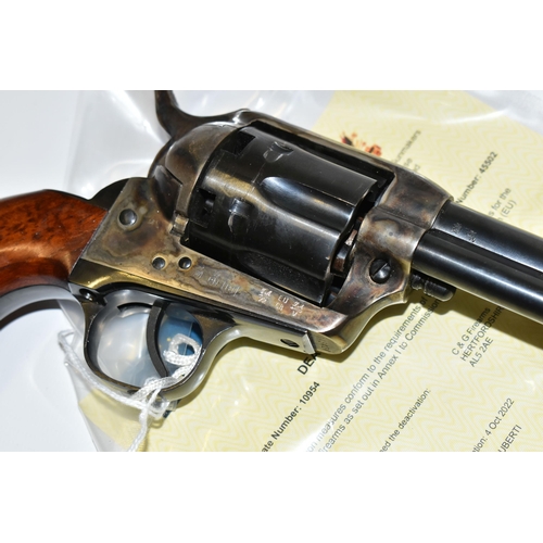 198 - A .44'' UBERTI MODEL 1873 CATTLEMAN REVOLVER, serial number 149424, deactivated to the current EU sp... 