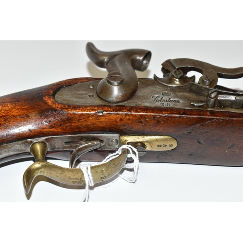 199 - A REPLICA 20 BORE FLINTLOCK POTSDAM PRUSSIAN ARMY ISSUE MILITARY PISTOL FITTED WITH AN 8¾'' BARRE it... 