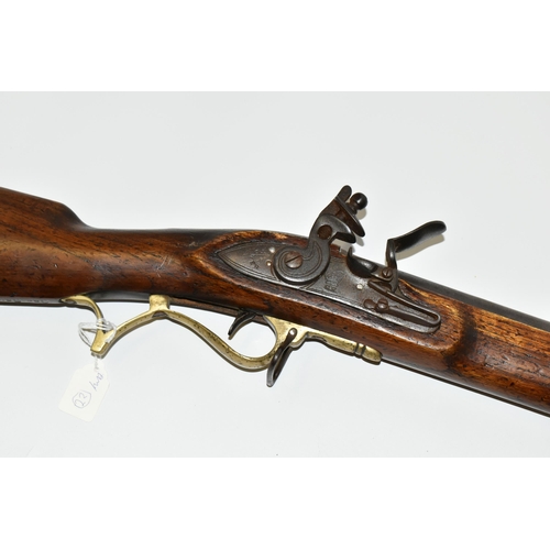 201 - AN OLD GOOD QUALITY REPLICA OF A  BAKER RIFLE, smooth bored for only part of is barrel length, it be... 