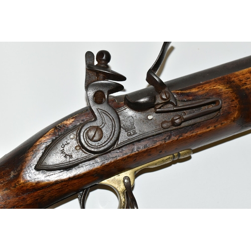 201 - AN OLD GOOD QUALITY REPLICA OF A  BAKER RIFLE, smooth bored for only part of is barrel length, it be... 