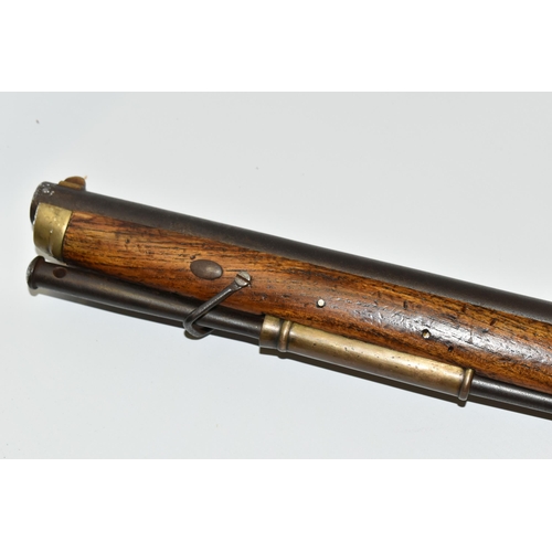 201 - AN OLD GOOD QUALITY REPLICA OF A  BAKER RIFLE, smooth bored for only part of is barrel length, it be... 