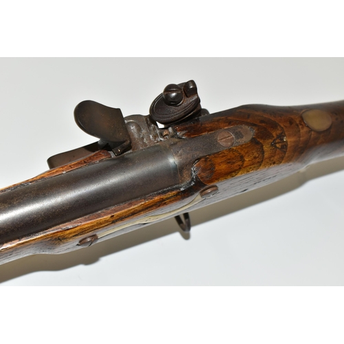 201 - AN OLD GOOD QUALITY REPLICA OF A  BAKER RIFLE, smooth bored for only part of is barrel length, it be... 