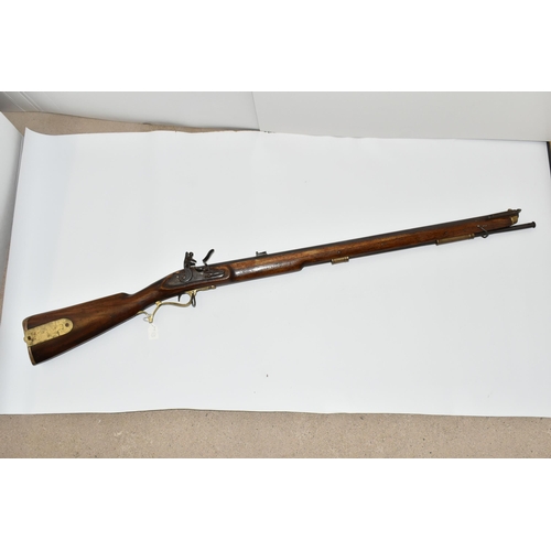 201 - AN OLD GOOD QUALITY REPLICA OF A  BAKER RIFLE, smooth bored for only part of is barrel length, it be... 