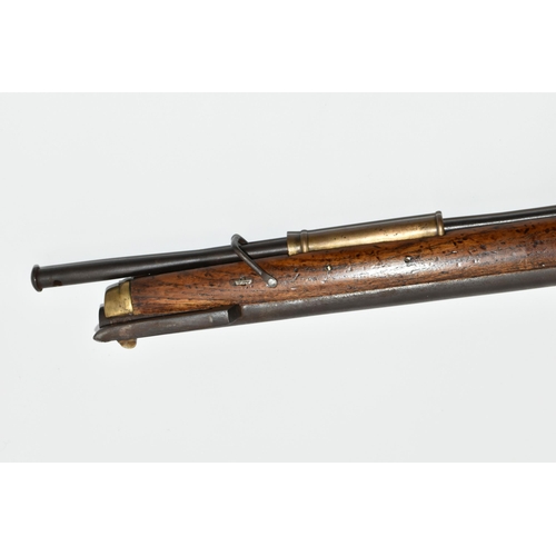 201 - AN OLD GOOD QUALITY REPLICA OF A  BAKER RIFLE, smooth bored for only part of is barrel length, it be... 