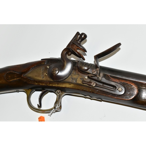 203 - AN OLD REPLICA OLD REPLICA BROWN BESS STYLE MUSKET, only bored through for part of its barrel, the b... 