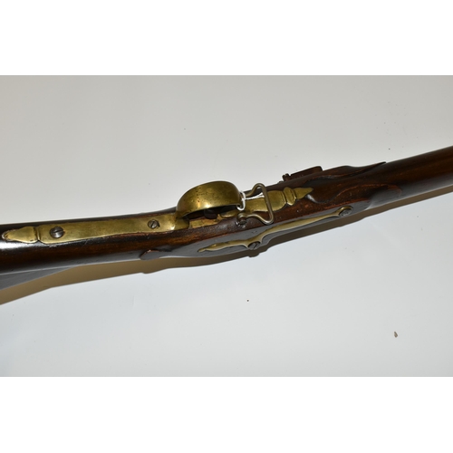 203 - AN OLD REPLICA OLD REPLICA BROWN BESS STYLE MUSKET, only bored through for part of its barrel, the b... 