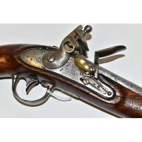 217 - AN ANTIQUE 28 BORE FLINTLOCK US NAVY MODEL 1826 PISTOL, fitted with a  8'' barrel and a non-detachab... 