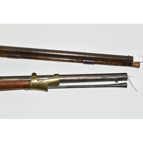 222 - AN ANTIQUE 14 BORE PERCUSSION BACK ACTION LOCK DOUBLE BARREL SHOTGUN, fitted with 28½'' barrels, it ... 