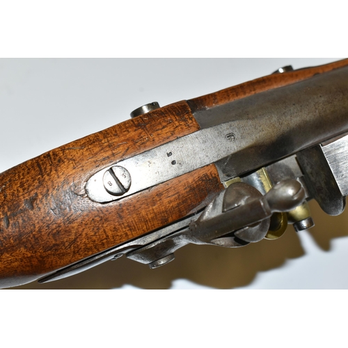 222 - AN ANTIQUE 14 BORE PERCUSSION BACK ACTION LOCK DOUBLE BARREL SHOTGUN, fitted with 28½'' barrels, it ... 