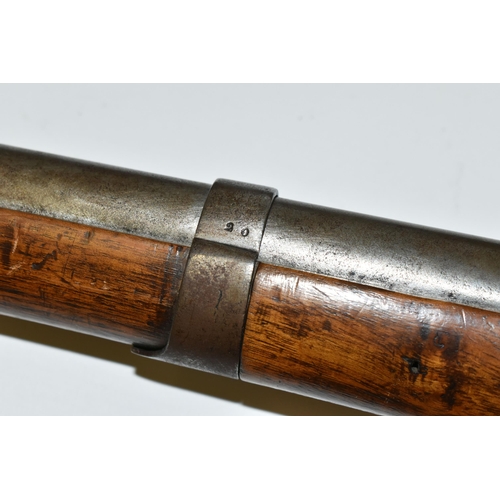 222 - AN ANTIQUE 14 BORE PERCUSSION BACK ACTION LOCK DOUBLE BARREL SHOTGUN, fitted with 28½'' barrels, it ... 