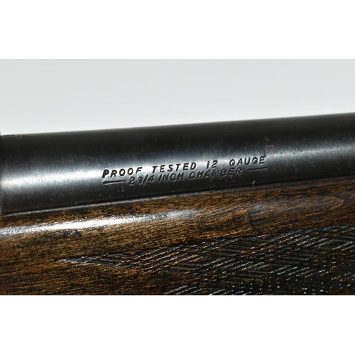 238 - A 12 BORE STEVENS MODEL 58D BOLT ACTION SHOTGUN,  fitted with a non-detachable magazine which is sta... 