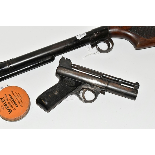 249 - AN ANTIQUE .177'' B.S.A. BREAKDOWN MODEL SPRING AIR RIFLE, serial number 5904, in working order but ... 