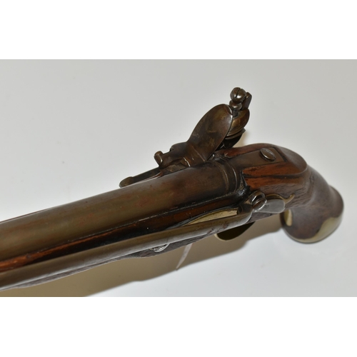 251 - A GOOD QUALITY REPRODUCTION OF A FLINTLOCK BRITISH NAVY SERVICE PISTOL, expertly aged, it lacks the ... 