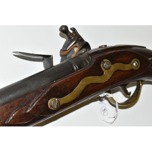 252 - A GOOD QUALITY REPRODUCTION OF A FLINTLOCK HOLSTER PISTOL, expertly aged, the lock is marked Pallzug... 