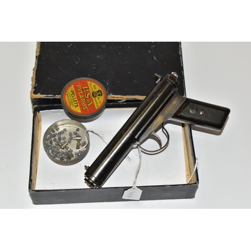 256 - A BOXED ANTIQUE SECOND MODEL .177'' ACCLES & SHELVOLE LTD WARRIOR AIR PISTOL, serial number 351268, ... 