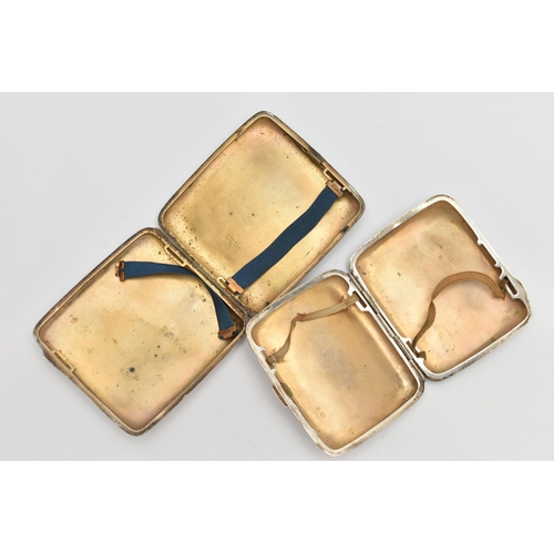 101 - TWO SILVER CIGARETTE CASES, the first of a rounded rectangular form, foliage pattern with engraved i... 