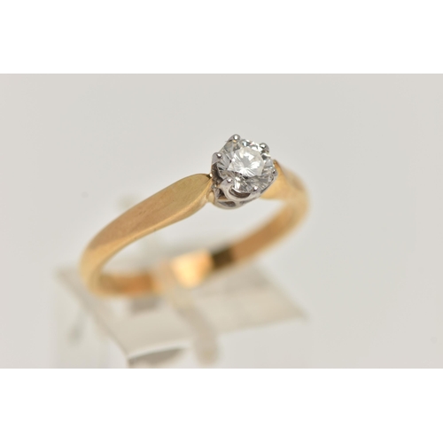 11 - AN 18CT GOLD SINGLE STONE DIAMOND RING, round brilliant cut diamond, faceted girdle, estimated diamo... 