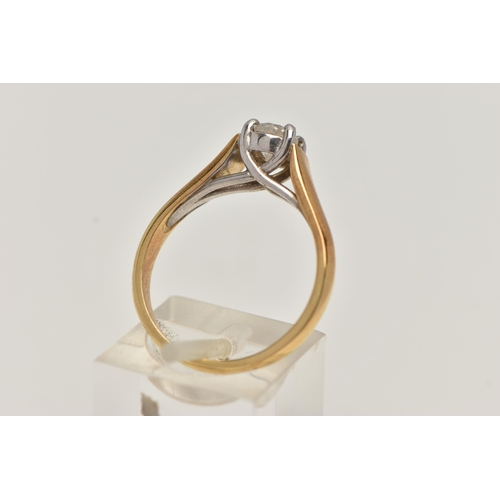 12 - AN 18CT GOLD SINGLE STONE DIAMOND RING, round brilliant cut diamond, wide faceted girdle, estimated ... 