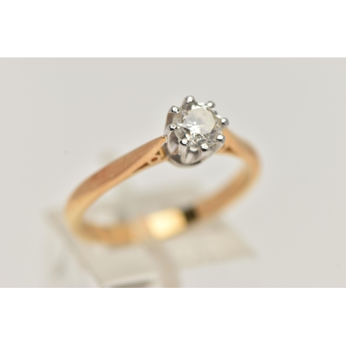 13 - AN 18CT GOLD SINGLE STONE DIAMOND RING, round brilliant cut diamond, estimated diamond weight 0.50ct... 