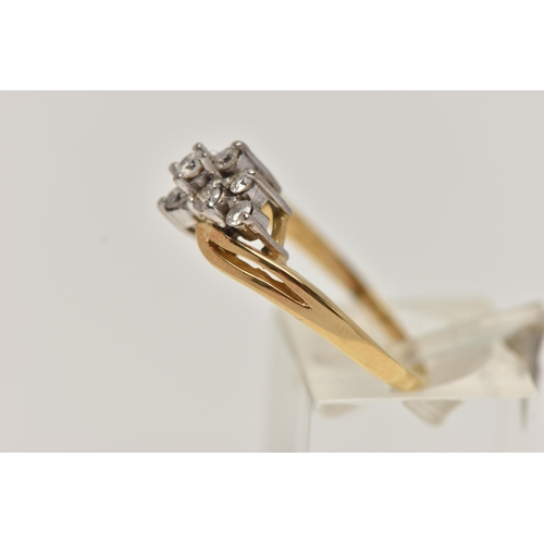 4 - AN 18CT GOLD DIAMOND CLUSTER RING, marquise shape cluster set with nine round brilliant cut diamonds... 