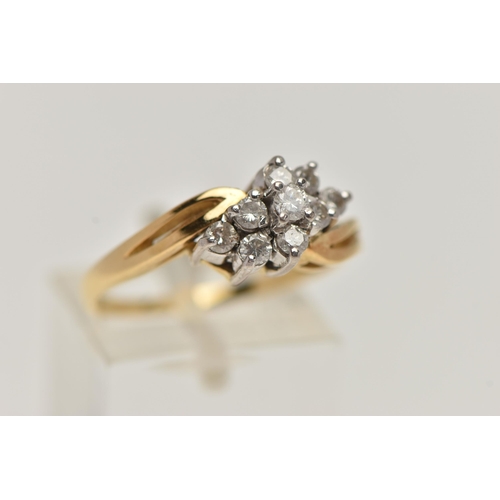 4 - AN 18CT GOLD DIAMOND CLUSTER RING, marquise shape cluster set with nine round brilliant cut diamonds... 