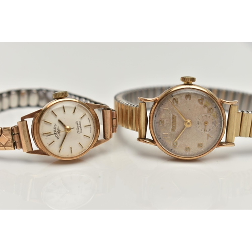 45 - TWO LADYS 9CT GOLD 'ROTARY' WRISTWATCHES, the first a manual wind watch, round silver dial signed 'R... 