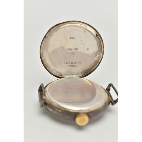 55 - A SILVER WATCH HEAD, hand wound movement, round dial, Arabic numerals, subsidiary dial at the six o'... 