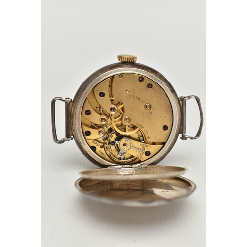 55 - A SILVER WATCH HEAD, hand wound movement, round dial, Arabic numerals, subsidiary dial at the six o'... 