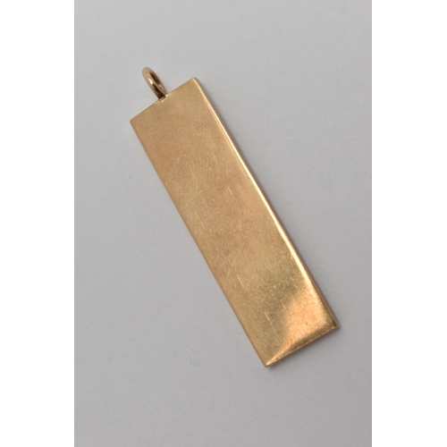 159 - A 9CT GOLD INGOT PENDANT, hallmarked 9ct Birmingham, fitted with a jump ring, length including jump ... 