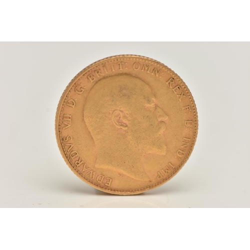 163 - AN EARLY 20TH CENTURY FULL GOLD SOVEREIGN COIN, depicting Edward VII, dated 1910, approximate gross ... 