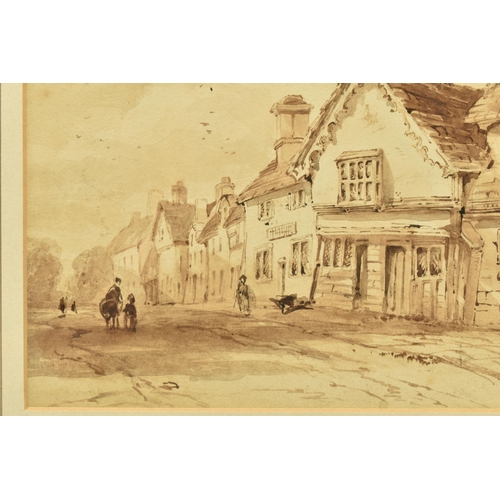 263 - CIRCLE OF DAVID COX (1783-1859) WARWICK, a view of a street in Warwick, unsigned, attribution verso,... 