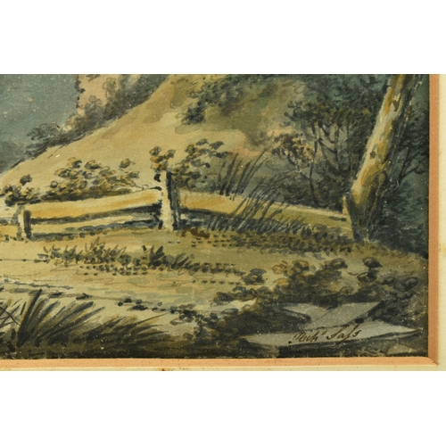 278 - RICHARD SASS (1774-1849) LANDSCAPE WITH COTTAGES, signed bottom right, watercolour on paper, approxi... 