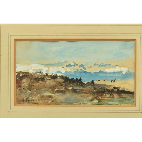 279 - HERCULES BRABAZON BRABAZON (1821-1906) A LANDSCAPE STUDY WITH SNOW CAPPED MOUNTAINS, initialled bott... 