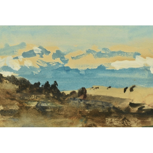 279 - HERCULES BRABAZON BRABAZON (1821-1906) A LANDSCAPE STUDY WITH SNOW CAPPED MOUNTAINS, initialled bott... 