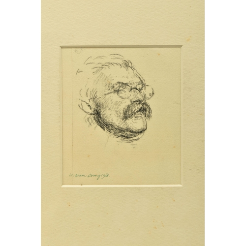 284 - WILLIAM DRING (1904-1990) PORTRAIT SKETCH, a sketch of a male figure with a moustache and wearing gl... 