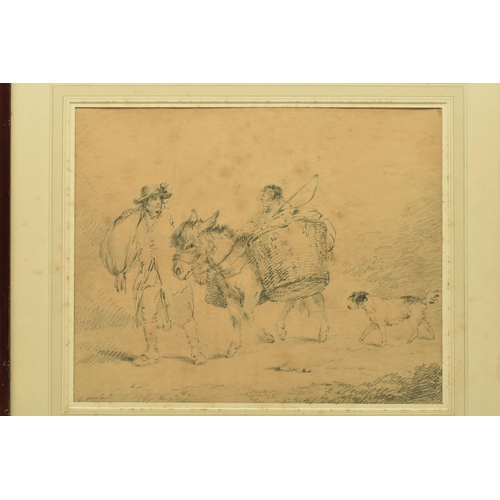 293 - GEORGE MORELAND (1762/3-1804) 'RETURN FROM MARKET', a sketch depicting male and female figures retur... 