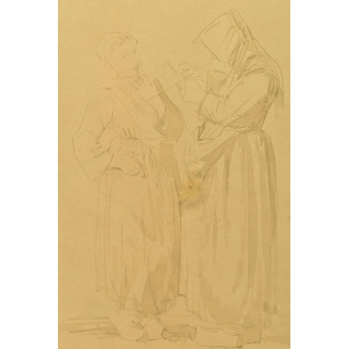 294 - HENRY LAMB (1883-1960) 'TWO BRETON PEASANT WOMEN', a study of two female figures, signed and dated 1... 