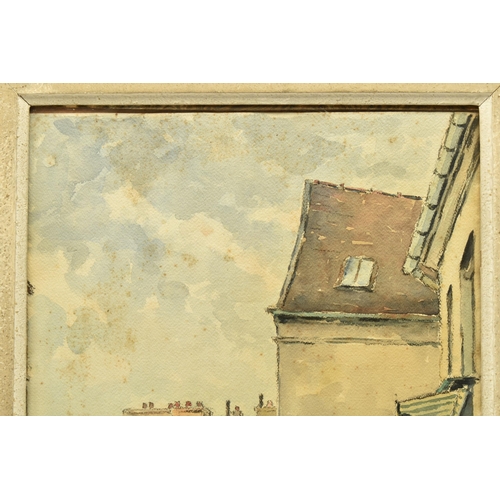 300 - ROCHAIX (20TH CENTURY) A FRENCH STREET SCENE, signed and dated 1941 bottom left, exhibition label ve... 